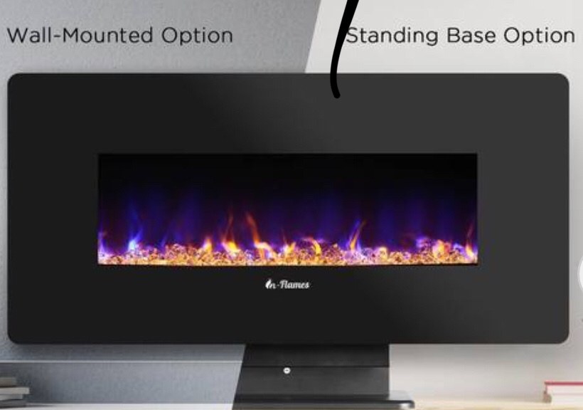 Dagny Wall mounted electric fireplace with high efficiency heater Includes optional pedestal base