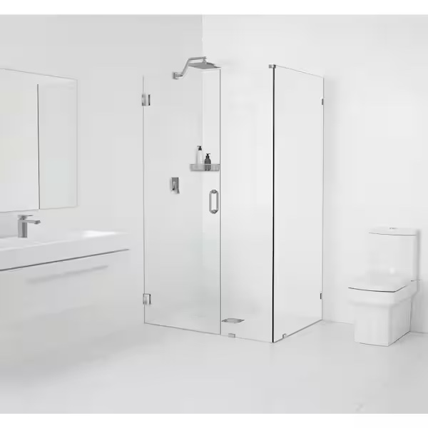 60 in. W x 36 in. D x 78 in. H Pivot Frameless Corner Shower Enclosure in Chrome Finish with Clear Glass