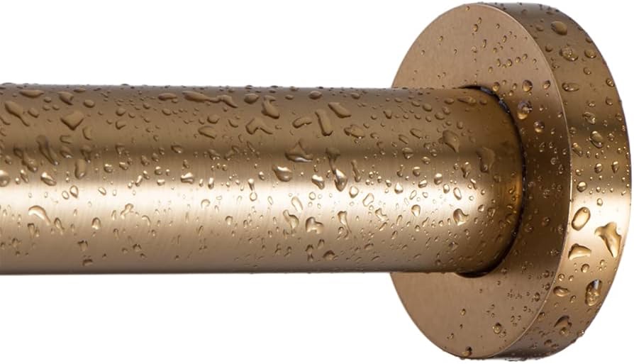 Ivilon Shower Tension Curtain Rod - Adjustable Spring Tension Rod for Shower Curtains, Bathroom, or Windows, Easy to Install, No Drilling Required, Rustproof, Adjustable 54 to 90 Inch Warm Gold
