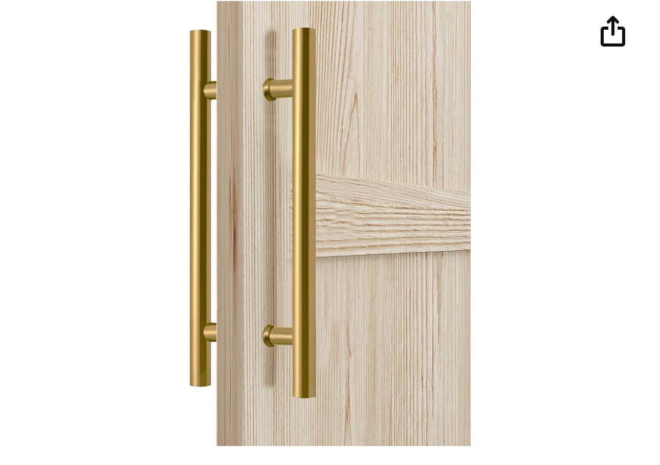 36 inch Round Stainless Steel Door Pull Push Handle Double Sided, French Sliding Barn Door Handle, H Shape Commercial Door Pull Handles, Gold