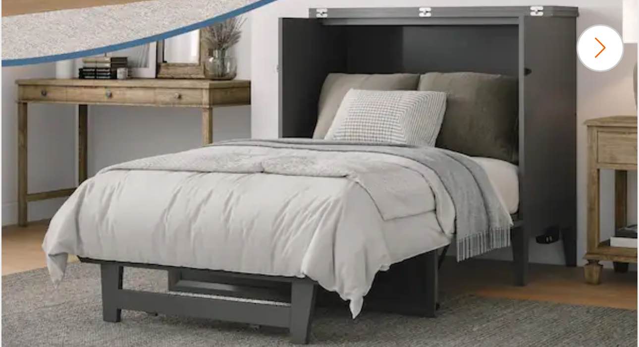 Santa Fe Grey Solid Wood Frame Twin Murphy Bed Chest 