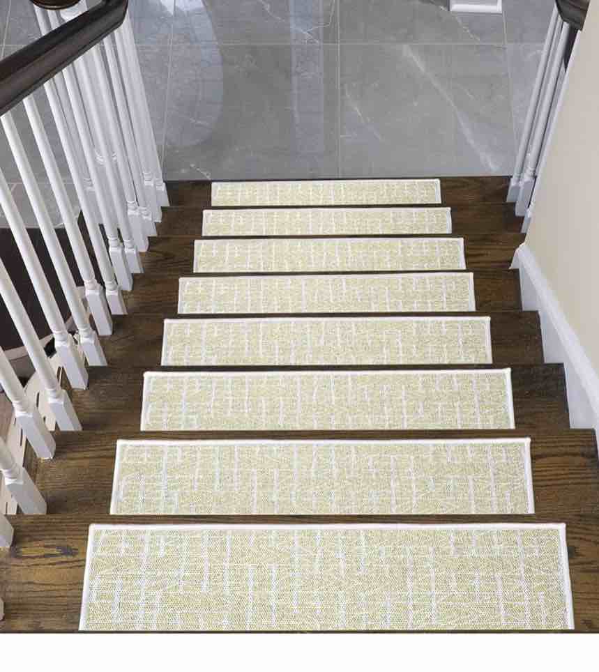 SussexHome Hudson Design 9" X 28" Stair Treads - 70% Cotton Anti-Slip Carpet Strips for Indoor Stairs-Easy to Install with Double Adhesive Tape-Safe, Extra-Grip, 13-Pack-Banana Cream Yellow