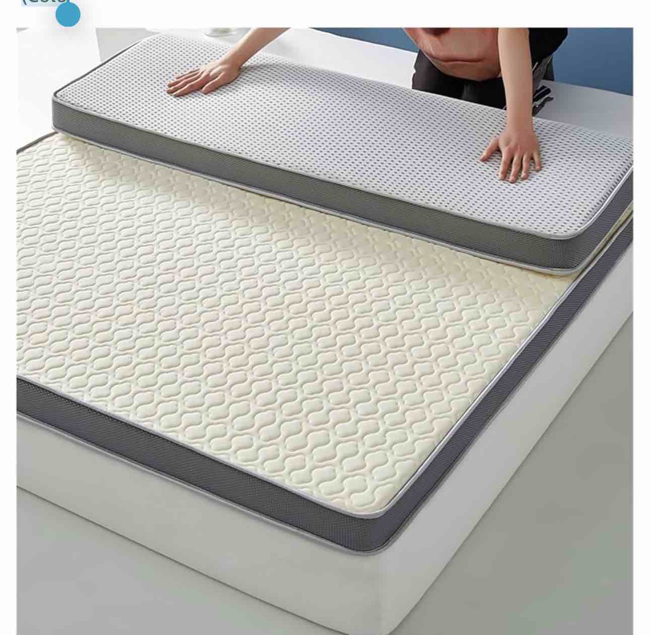 Queen Mattress Topper, Foldable Natural Latex Mattress, Thickened Memory Foam Mattress, Single Mattress for Home Dormitory, Full Size - Medium Hardness - Comfortable and Breathable - Ergonomic (Colo