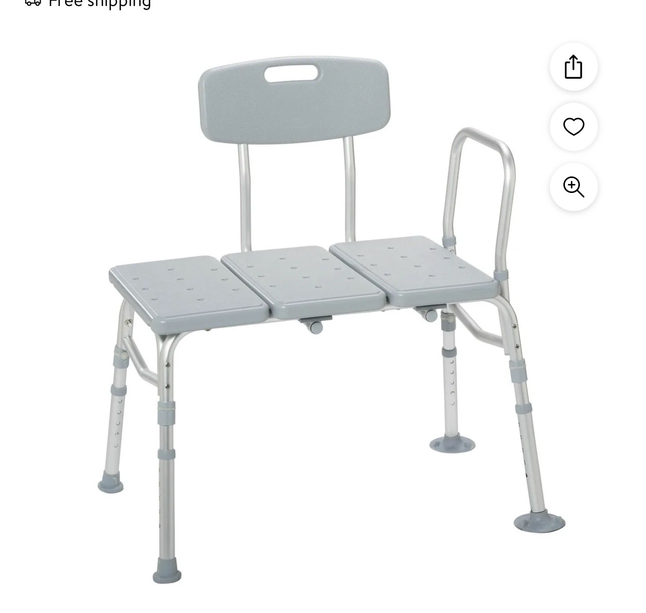 Drive Medical Plastic Tub Transfer Bench with Adjustable Backrest