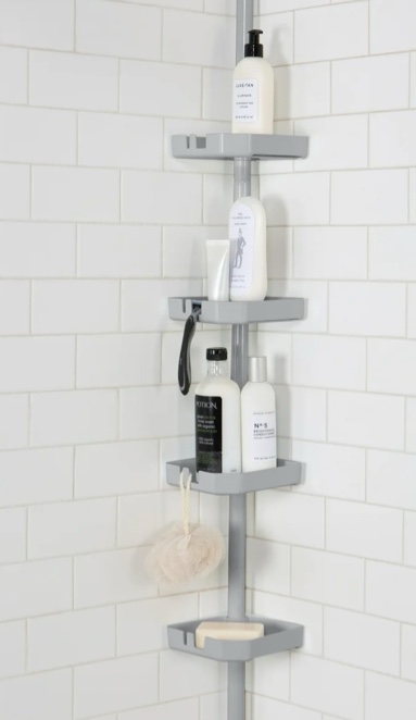 Bath Bliss 4 Tier Corner Shower Organizer Caddy in Grey