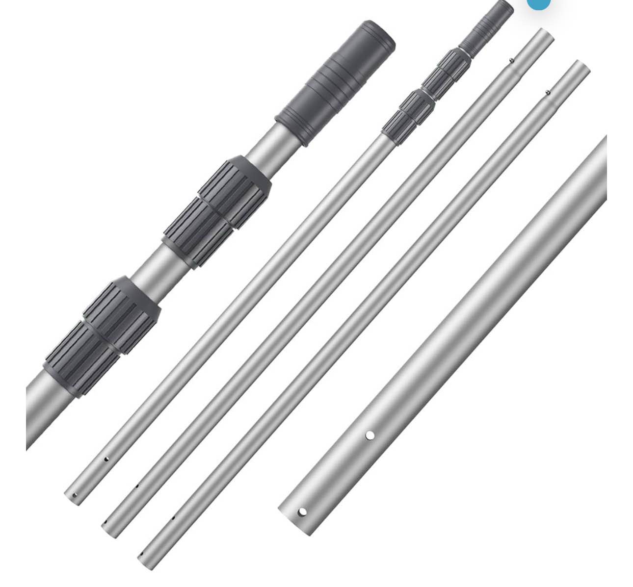 14 Foot Aluminum Telescopic Swimming Pool Pole - 5 Adjustable Connecting Sections, Expandable Step-Up Length - Attach Connect Skimmer Nets, Rakes, Brushes, Vacuum Heads, Maintenance