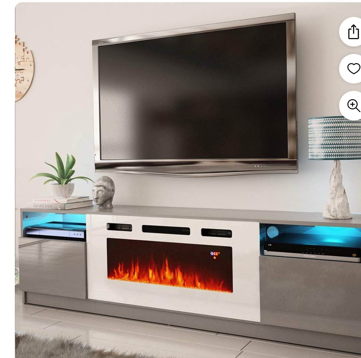 York WH02 Electric Fireplace Modern Wall Unit Insert, Fireplace Insert Only