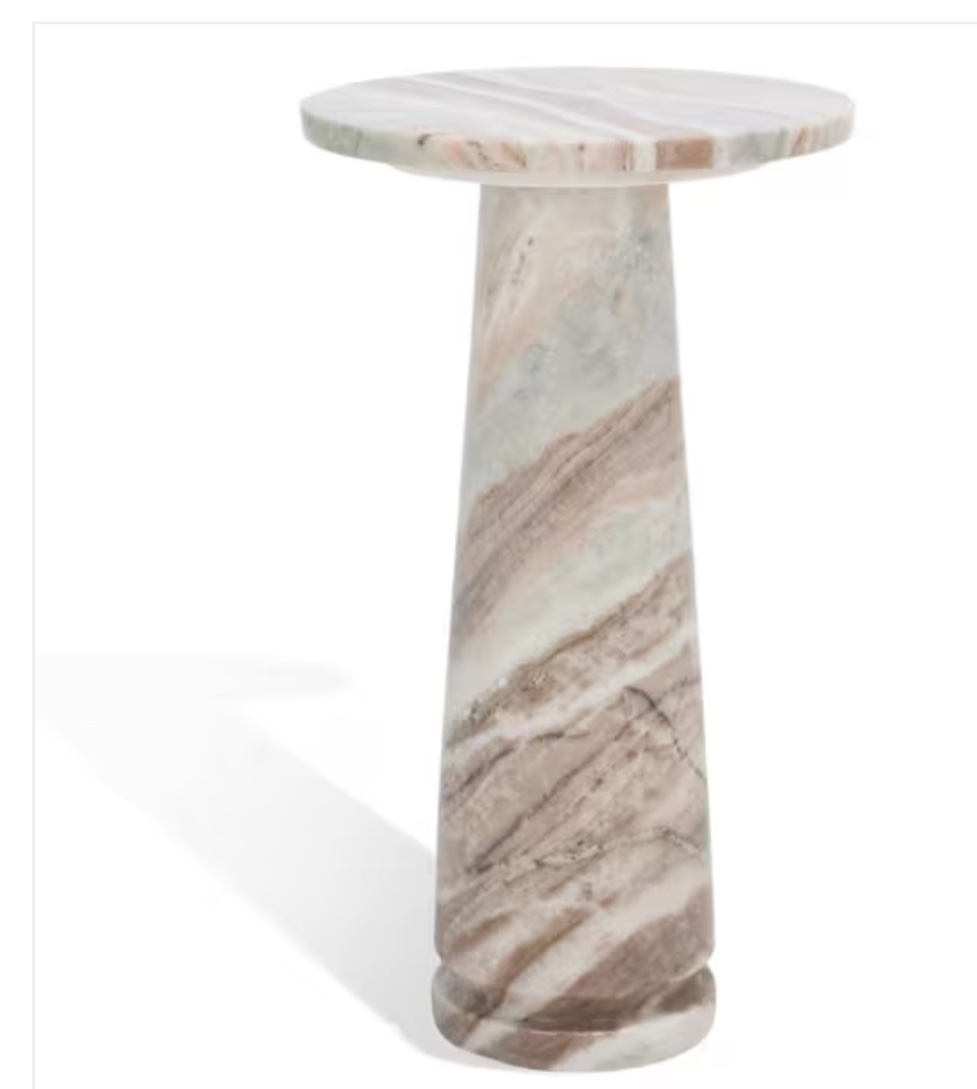 Valentia 10 in. White Round Marble End Table
