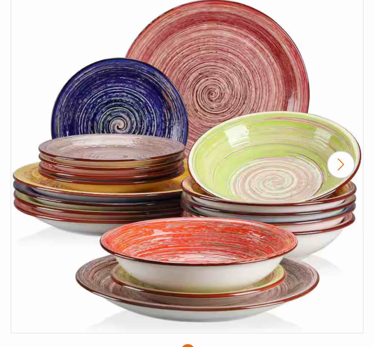 Albero 18-Piece Assorted Colors Stoneware Bark Glaze Dinnerware Set (Service For 6)