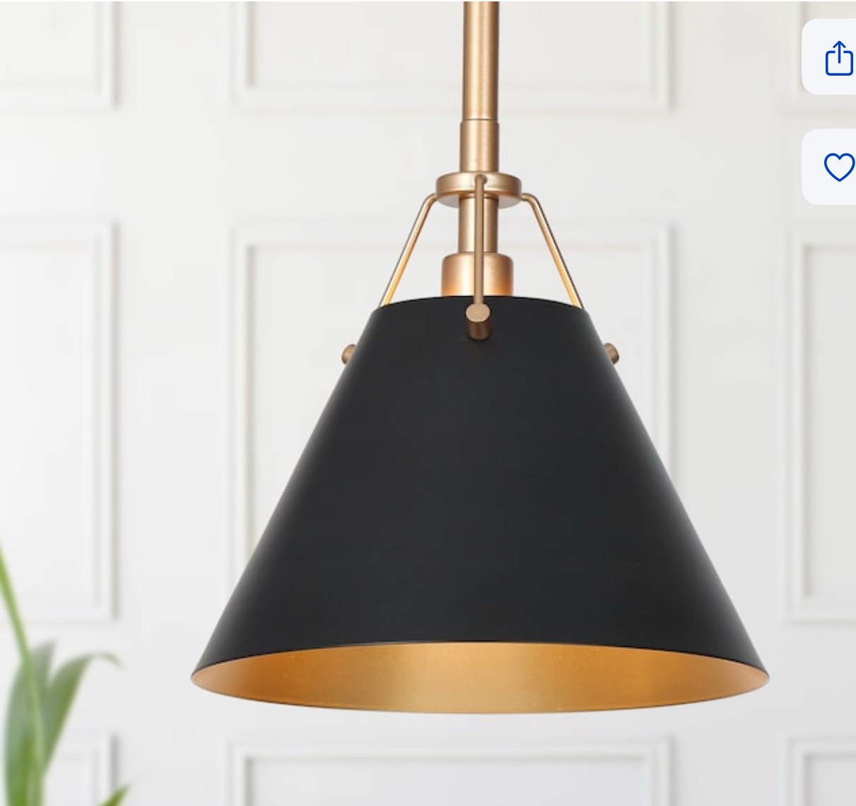 UOLFIN Black and Gold in Cone Metal Shade Industrial Bell LED Mini Pendant Light