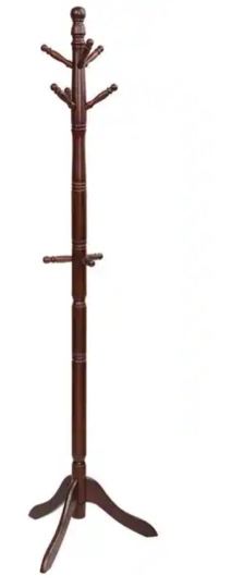Adjustable Free Standing Wooden Coat Rack-Brown - 19.5" x 19.5" x 54.5"/69" (L x W x H)