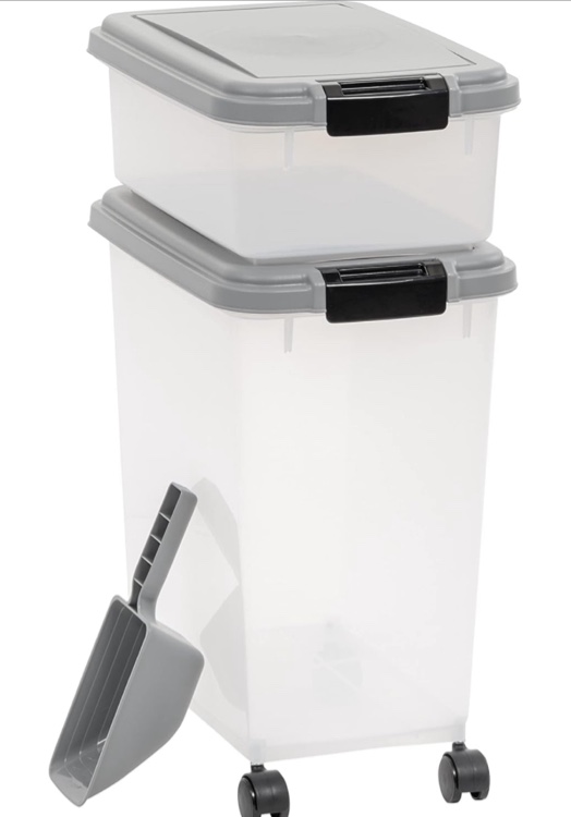 Amazon Basics 3-Piece Airtight Dog Food Storage Container Combo with Scoop, 33 QT + 12 QT