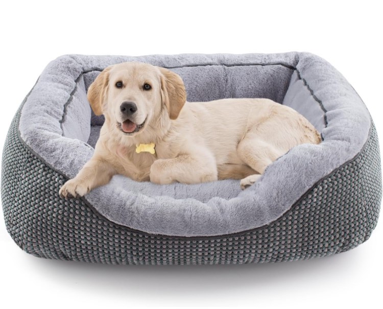 INVENHO Medium Dog Beds for Medium Dogs Washable, Rectangle Dog Bed Medium Size Dog, Orthopedic Dog Bed, Warming Soft Calming Sleeping Puppy Bed Durable Pet Bed with Anti-Slip Bottom M(30"x24"x9")