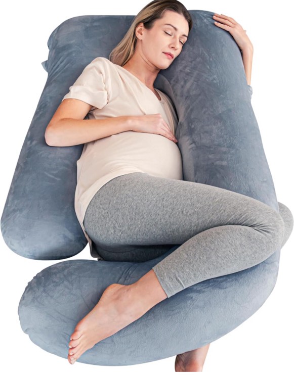 Cute Castle Pregnancy Pillows, Soft U-Shape Maternity Pillow with Removable Cover - Full Body Pillows for Adults Sleeping - Pregnancy Must Haves - Jumbo 57 Inch - Grey