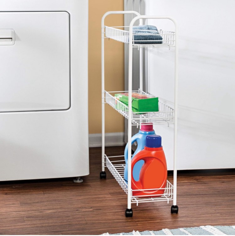 Honey-Can-Do Crt-01149 3-Tier Laundry Cart, 23"L x 8"W x 31"H, White