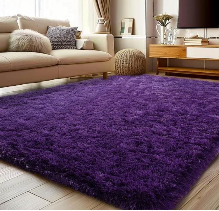 Soft Shag Rugs for Bedroom, 4x6 Purple Fluffy Shaggy Rugs for Living Room Nursery, Luxury Modern Plush Carpet Girls Boys Kids Room Dorm Indoor Home Decor, Upgrade Non-Slip
