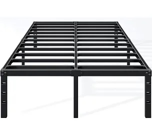 18 Inch King Bed Frame Sturdy Mattress Foundation, Heavy Duty Metal Platform with Steel Slats Support No Box Spring Needed, Noise Free, Easy Assembly, Black