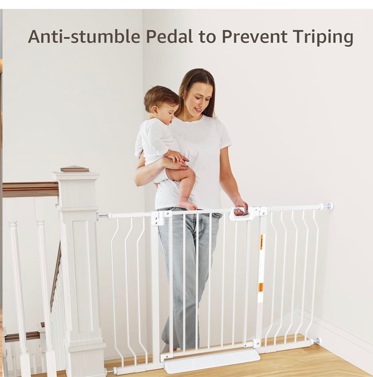 Mom's Choice-GROWNSY Baby Gate for Stairs, 29"-43" Pressure Mounted Pet Gate for Doorways-Auto Close Dog Gate for The House-Easy Installation & Walk Thru Wide Safety Gate