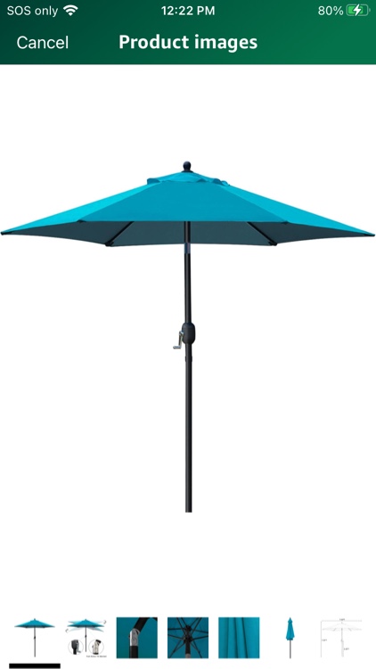Sunnyglade 7.5' Patio Umbrella Outdoor Table Market Umbrella with Push Button Tilt/Crank, 6 Ribs (Teal Blue)