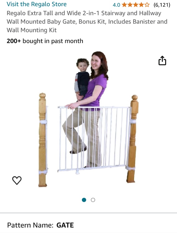 Regalo Extra Tall and Wide 2-in-1 Stairway and Hallway Wall Mounted Baby Gate, Bonus Kit, Includes Banister and Wall Mounting Kit