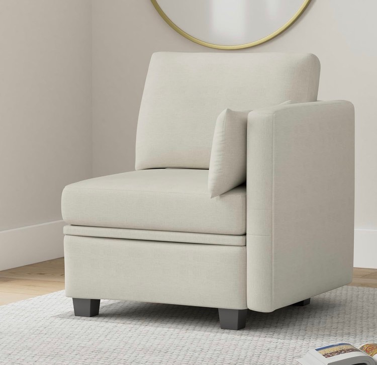 Weture Corner Seat Module for Modular Sectional Sofa, Customizable Sectional Sofa Couch Accent Chair, Beige