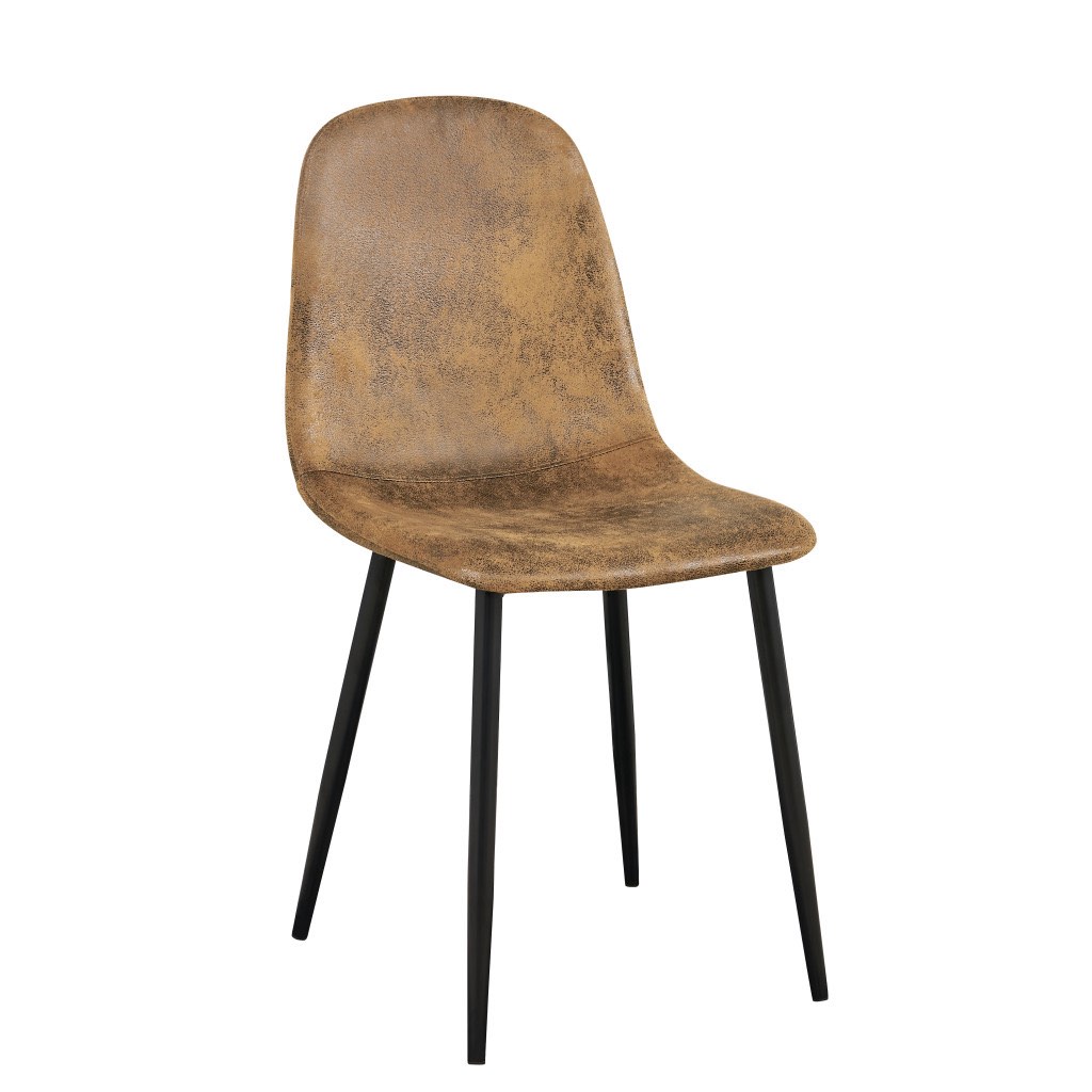 Dining Chairs Set Of 4, Suede Upholstered Kitchen Chairs, Comfortable Seat With Black Metal Legs, Modern Dining Room Furniture, Brown
