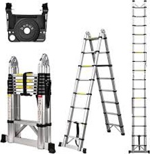 Telescoping Ladder A Frame, 16.5 Ft Compact Aluminum Extension Ladder, Portable Telescopic RV Ladder for Outdoor Camper Trips Motorhome with Tool Platform and Stabilizer Bar, 330 lb Capacity