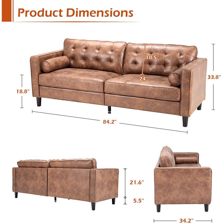 Mancel 84.2" Rolled Arm Sofa With Cushions