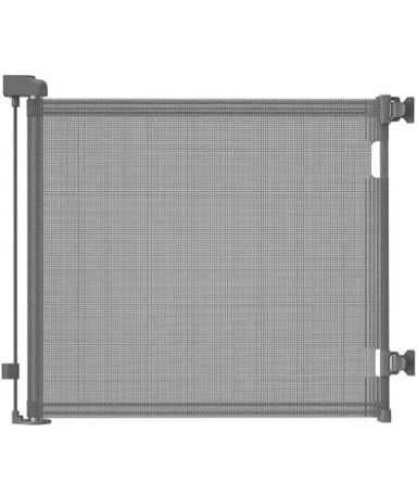 Perma Child Safety Indoor/Outdoor Retractable Baby Gate 33" Tall, Extends to 71" Wide, Gray