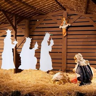 Soaoo 3 B09YD21188 28.5 Inch Outdoor Christmas Nativity Scene Decorations Three Wise Men Christmas Outdoor Nativity Yard Decor with Stake Xmas White Religious Nativity Sets for Christmas Garden Lawn Decor