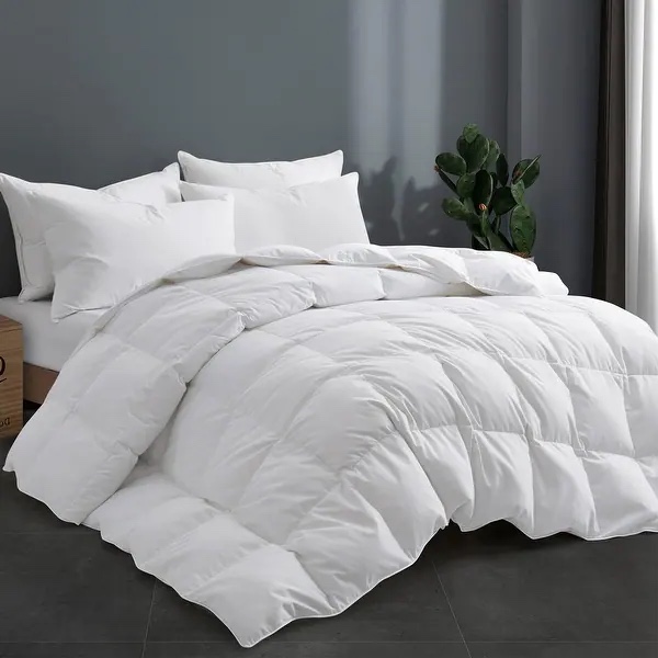 All Season White Goose Feather Down Comforter Duvet Insert - Twin 68 x 88 Inches