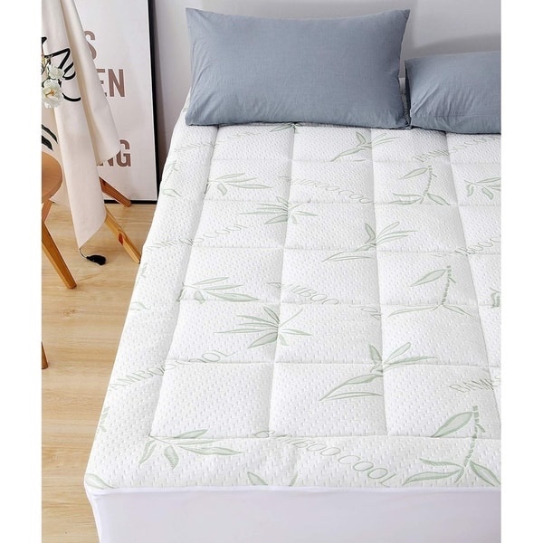 Elegant Comfort Premium Bamboo Mattress Pad - Overfilled & Breathable Cool - White - Twin Xl