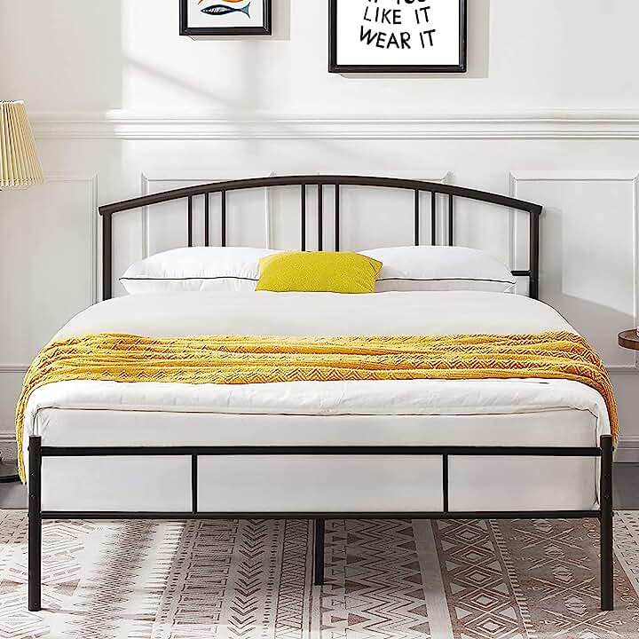 VECELO 14 inch Queen Bed Frame Metal Platform Mattress Foundation with headboard Footboard Steel Slat Support/No Box Spring Needed/Easy Assembly