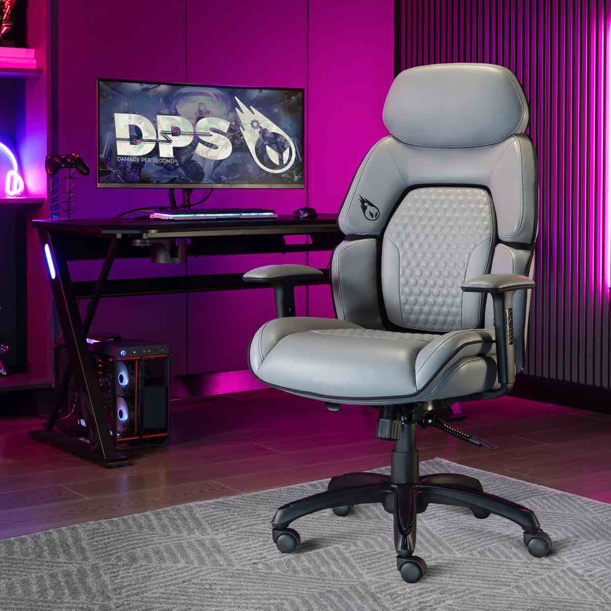 DPS Centurion Gaming Chair, Adjustable Headrest, Upholstered, Multi-Position 