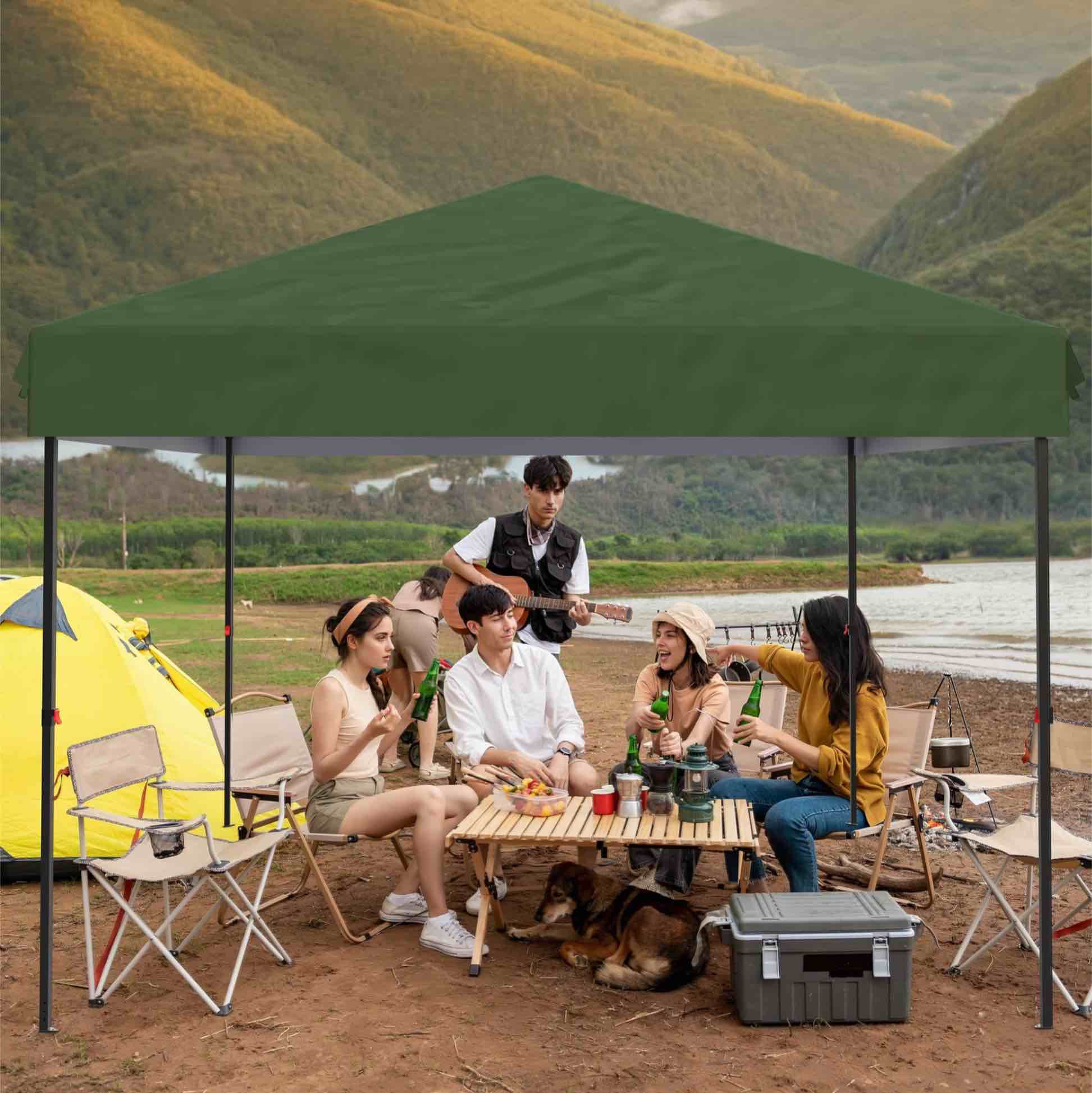 GARVEE 10x10 feet, Pop Up Canopy, Waterproof & UV Resistant Commercial Instant Craft Fair Canopy Tent Outdoor Events Instant Shelter for Farmer Market, Party, Event, Patio,Green