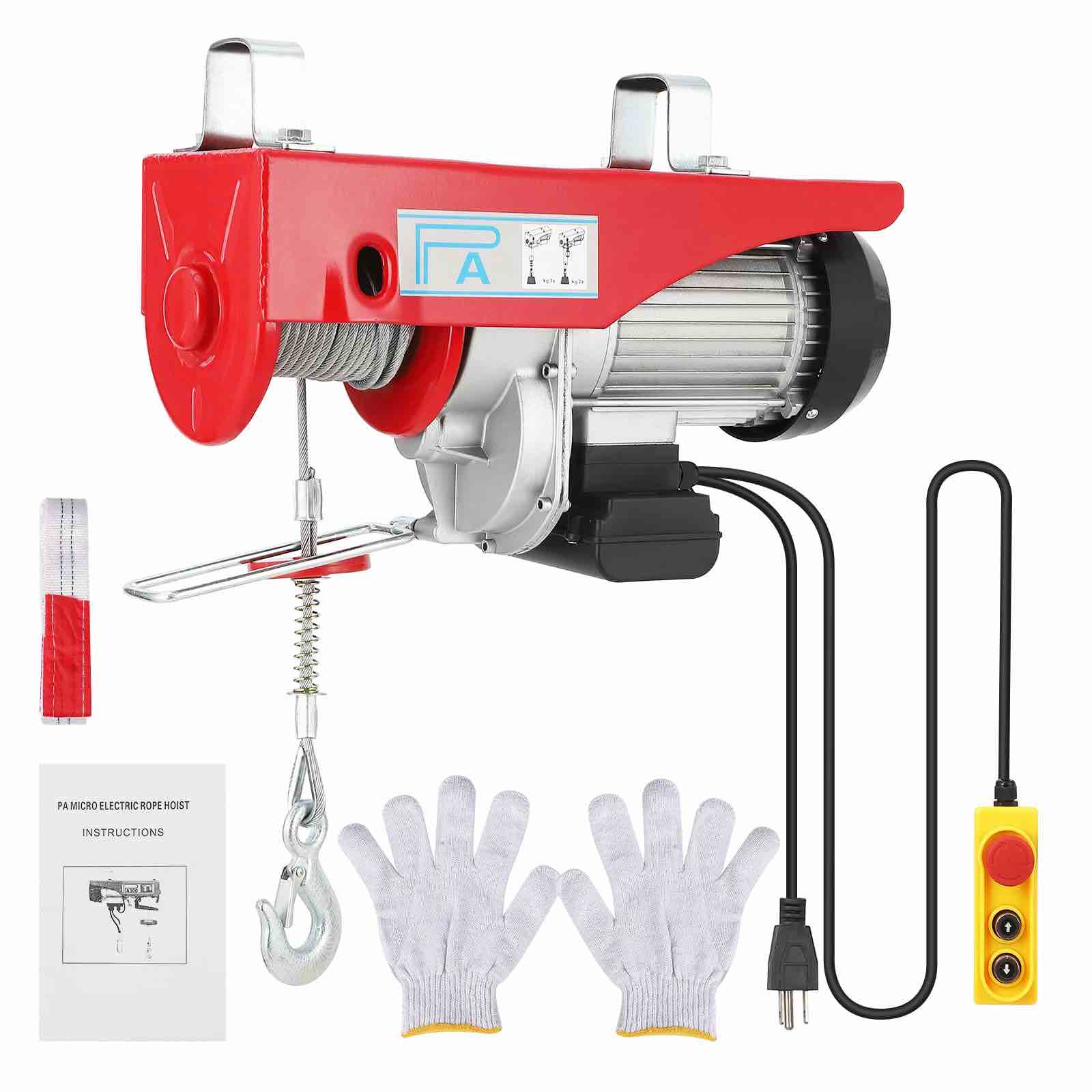 GARVEE Electric Hoist 2200 pounds, Electric Steel Wire Winch, 39FT Single Cable Lifting Height Electric Hoist Ideal for Garage, Warehouse, and Factory Use