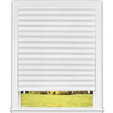 Cordless Light Filtering Mini Blind - 48 Inch Width, 64 Inch Length, 1" Slat Size - Pearl White - Cordless GII Morningstar Horizontal Windows Blinds for Interior by Achim Home Decor