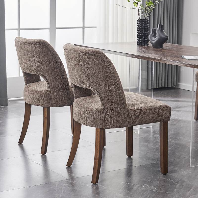 Winston Porter Nakenzie Upholstered Back Side Dining Chair Dark Brown Set of 2