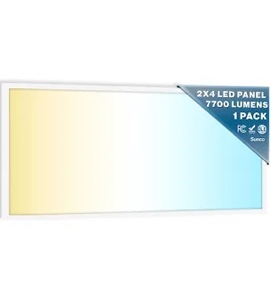 Sunco 2x4 LED Flat Panel Light Drop Ceiling Office Fixture, 7700 LM, Selectable Features, 40W/50W/60W, 4000K/5000K/6000K, Dimmable (0-10V), Surface or Suspension Mount, Dustproof ETL 2 Pack