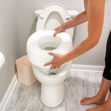Carex E-Z Lock Raised Toilet Seat With Handles, 5" Toilet Seat Riser with Arms, Handicap Raised Toilet Seat For Seniors and Elevated Toilet Seat