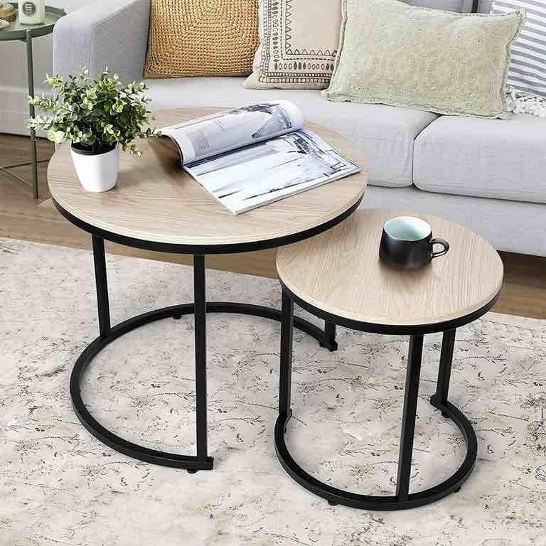 RichYa Modern Round Nesting Coffee Tables for Living Room Set of 2