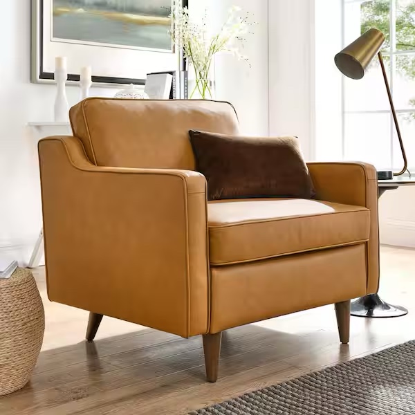 MODWAY Impart Tan Leather Arm Chair (Set of 1)