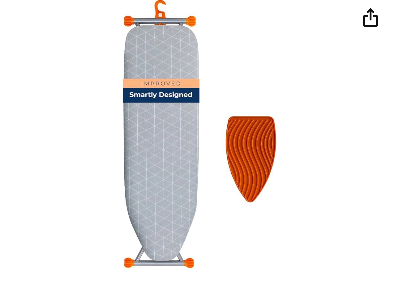 Ironing Board, Compact and Space Saver Patented Ironing Board with Extra Thick Heavy Duty Padded Cover, Height Adjustable, Easy Storage with Smart Hanger and Lightweight Design (13x43)