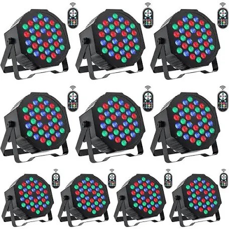 LED Par Lights 36 LED Stage Lights 9 Modes RGB DJ Lights with Sound Activated Remote and DMX Control DJ Uplighting?for Birthday Party Events Wedding Christmas Stage Lighting (8 Packs)