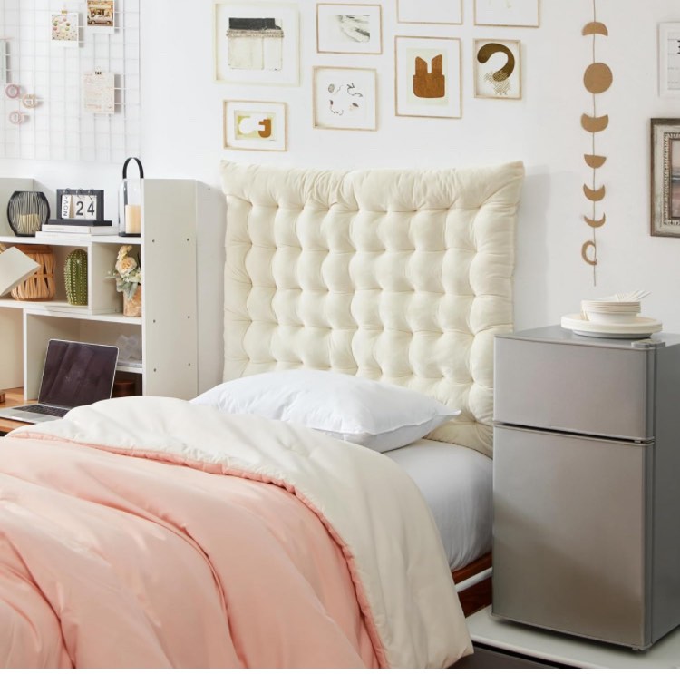 DormCo Rainha Cushion Tufted College Headboard - Cream Natural