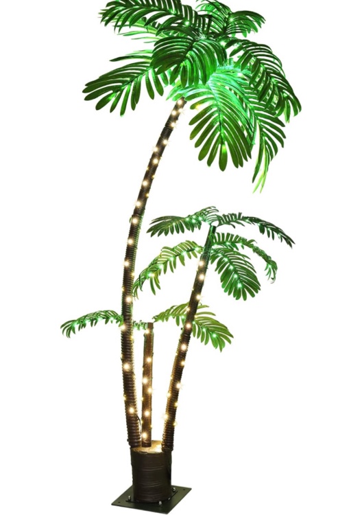 OUSHENG Lighted Palm Tree 6' 3.3' 2' Bar Outdoor Christmas Decorations Decor, Light Up LED Artificial Fake Trees Lights for Outside Patio Yard Pool Porch Deck Party Tropical