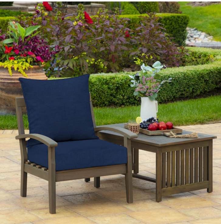 Arden Selections Outdoor Deep Seating Cushion Set, 24" D x 22" W x 5" H, Sapphire Blue Leala