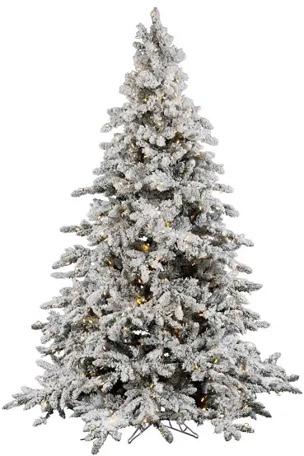 Vickerman 10  Flocked Utica Fir Artificial Christmas Tree  Warm White LED Lights - Snow Covered Faux Tree - Seasonal Indoor Home Decor