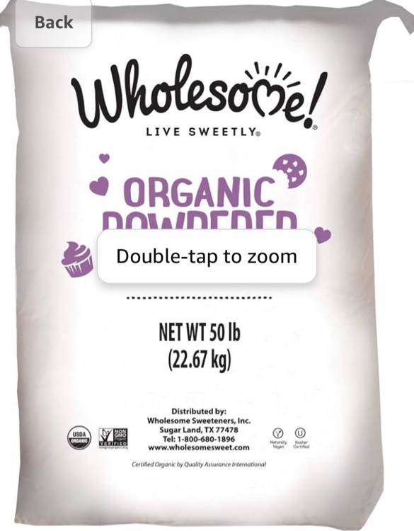 Wholesome Fair Trade Organic Powdered Sugar, Naturally Flavored Real Sugar, Non GMO & Gluten Free, 50 Pound (Pack of 1)
