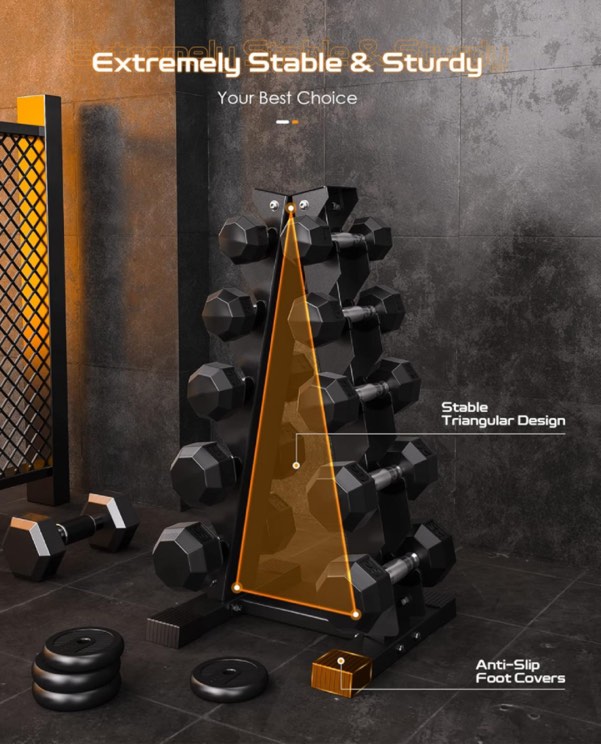 AKYEN A-Frame Dumbbell Rack Stand Only, Weight Rack for Dumbbells Compact Home Gym Space Saver (480/570/800 LBS Weight Capacity, 2022 New Version)